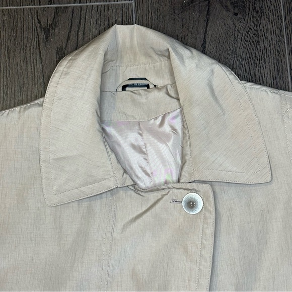 Utex Design Long Trench Coat Lightweight Lined Belt Tan Padded Shoulders Sz 16 - Picture 3 of 16